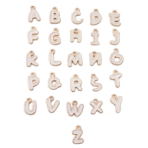 26er-Set Goldlegierung Alphabet-Anhänger mit weißem Emaille für DIY-Schmuckherstellung