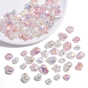 Iridescent ABS Irregular Shape Beads For DIY Jewelry Making Aurora Finish Star Butterfly Artificial Pearl Beads Handmade Craft Supplies