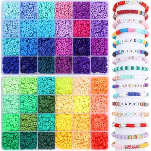 48 Farben Polymer Clay Perlen Set mit Buchstabenperlen und Box für DIY Schmuckherstellung