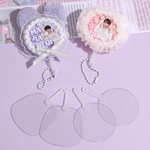 Transparante Mini Ronde Ovale Plastic DIY Handwaaier Blanco Heldere Plastic Waaier Voor DIY Knutselen Schilderen Stickers