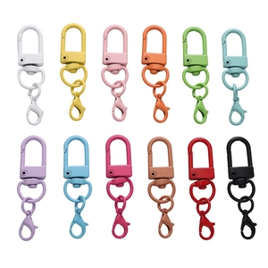 12-piece colorful lacquered alloy lobster clasps with D-rings and swivel hooks for DIY crafts
