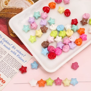 Perles étoiles en acrylique de 11mm aux couleurs acidulées pour bijoux faits main