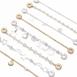 Connettori per Catena di Sicurezza in Rame Zirconia Perla Artificiale per Fai da Te Bracciale Creazione Gioielli Conchiglia Stella Luna Donna