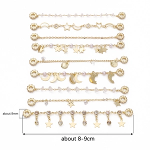 Ciondoli per bracciali placcati in oro con stelle e conchiglie lunghi 8-9cm per gioielli
