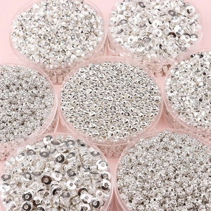 Variety set of silver alloy spacer beads and loose wheel beads for DIY jewelry making