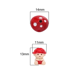 Miniature alloy mushroom beads and baby doll charms with 14mm diameter for DIY jewelry