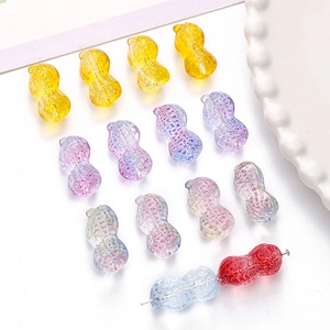 12x23mm Peanut Shaped Glass Beads Transparent Colorful Loose Spacer Beads For DIY Bracelet Necklace Jewelry Making Handmade Material