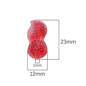 Red peanut-shaped glass bead 12x23mm for DIY jewelry making with realistic texture