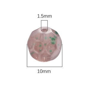 10mm lavender glass faceted bead with green spots and 1.5mm hole for DIY jewelry making