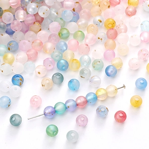 Runde Acrylperlen in Pastellfarben mit Goldfolie für DIY-Schmuck und Bastelarbeiten
