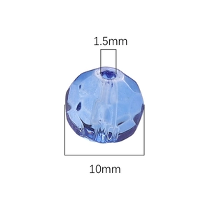Cuentas de vidrio facetado azul de 10mm para joyas DIY con agujero de 1,5mm