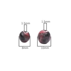 Perles en résine style peinture à l'huile de 8mm et 10mm avec trou de 1,5mm pour bijoux