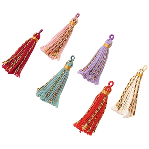 Handmade Tibetan colorful tassel pendants with gold wire wrap for DIY craft jewelry