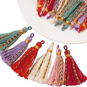 Pompons en coton faits main avec fil doré pour bijoux DIY et breloques de téléphone