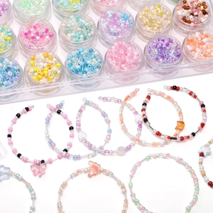 DIY colorful seed bead kit for jewelry making with macaron beads and assorted charms