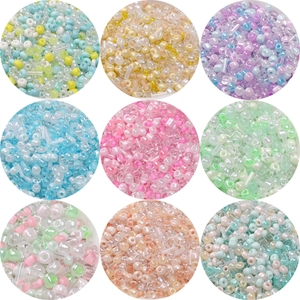 Mix of 20g colorful glass seed beads in nine assorted pastel and pearlescent color sets