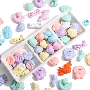 Colorful macaron acrylic beads set with heart and rabbit shapes for DIY jewelry making