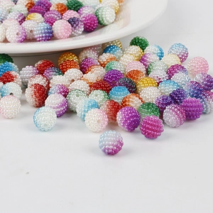 Colorful 10mm textured ABS pearl berry beads for DIY jewelry and handmade bracelets