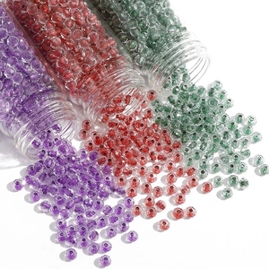 Faceted 4mm glass seed beads in purple red and green for DIY jewelry making