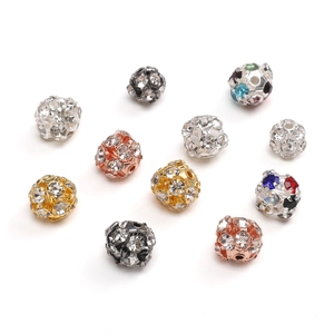 Glittering cubic zirconia copper spacer beads in gold and silver for DIY jewelry making