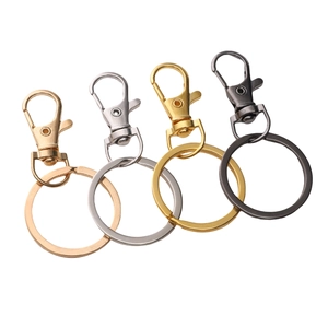 Set of four polished zinc alloy lobster clasps with rings in gold, silver, rose gold and black