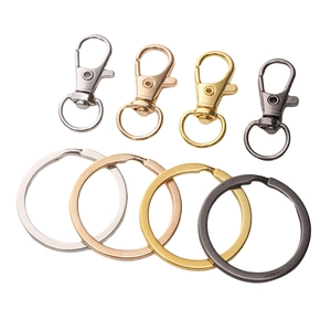 Zinc alloy lobster clasp and split key ring set in four colors for DIY keychain making