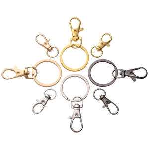 DIY zinc alloy keychains set with spring rings and lobster clasps in five metallic colors