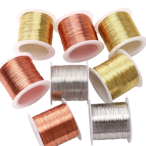Macro detail of assorted jewelry wire spools in gold, silver, and copper metallic finishes