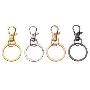 DIY keychain set with metal spring rings and lobster clasps in gold silver rose gold and black