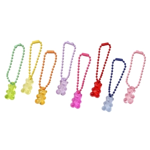 Colorful Acrylic Gummy Bear Charms With Ball Chain For DIY Jewelry Making Bag Keychain Pendant Accessory Gift Women Girls
