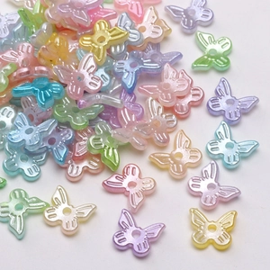 10x11mm pearlescent ABS butterfly beads in assorted pastel colors for DIY jewelry crafts