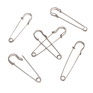 5pcs thick silver safety pin brooches with trays on white background for DIY jewelry crafts