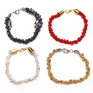 Cordons perlés au crochet de 50cm en quatre couleurs avec fermoirs pour bijoux DIY