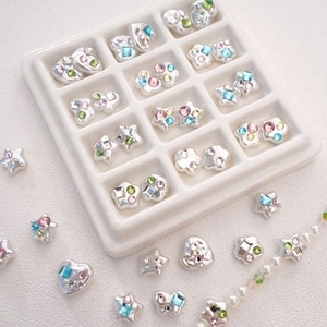 Cuentas de estrella y corazón con diamantes de colores para pulseras hechas a mano