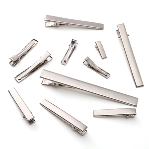 Polished silver metal alligator hair clips in assorted sizes for DIY hair accessories