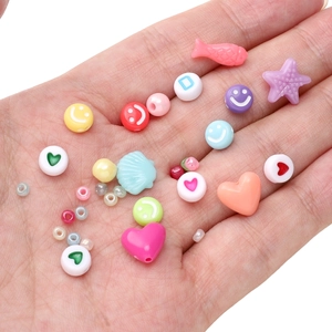 3mm glass seed bead set with acrylic heart, fish, and star shapes for DIY jewelry making