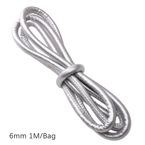 6mm silver metallic leather cord for DIY jewelry and bag handle 1 meter per bag