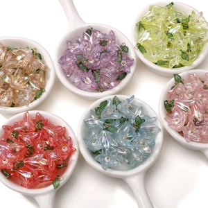 Colorful 16mm acrylic lily flower pendants with pearls for DIY jewelry making