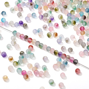 Colorful 4mm frosted glass beads with gold foil specks for DIY jewelry making