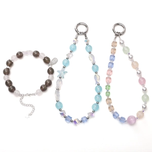 Bracelets et cordons en perles de résine pailletées 8-10mm avec breloques étoile en argent
