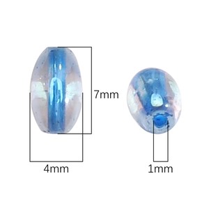 Translucent blue glass rice beads 4x7mm with 1mm hole for DIY jewelry making