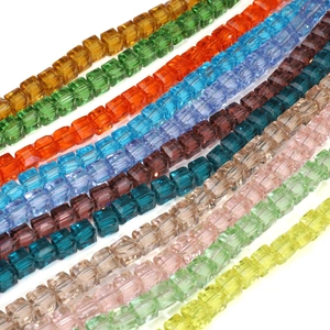 Colorful square faceted crystal beads in assorted colors for DIY jewelry making