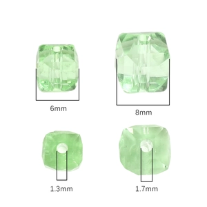 Green cube faceted glass crystal beads in 6mm and 8mm sizes for DIY jewelry making