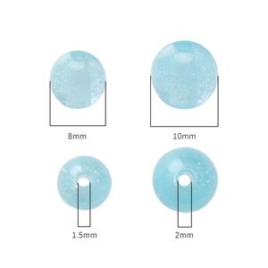 Perles en résine pailletée bleu clair de 8mm et 10mm pour bijoux DIY avec détails de trou