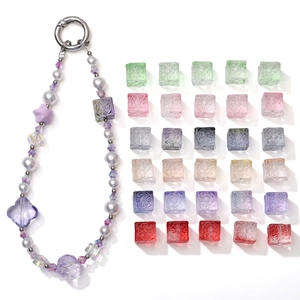 11mm colorful glass cube beads for DIY jewelry making including phone charms and bracelets