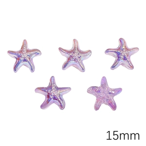 5 pieces of 15mm purple electroplated glass starfish beads for DIY jewelry making