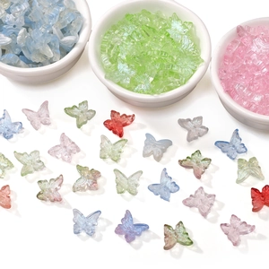 Colorful 14x12mm butterfly glass beads in assorted aurora colors for DIY jewelry making