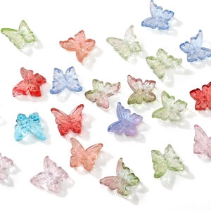 Colorful 14x12mm translucent butterfly glass beads for handmade jewelry DIY bracelets