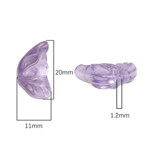 Translucent purple butterfly glass beads for jewelry making with 1.2mm hole size