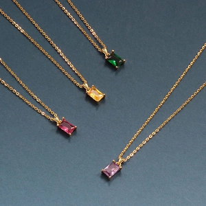 Luxury 12 birthstone necklaces with rectangular crystal pendants in multiple colors